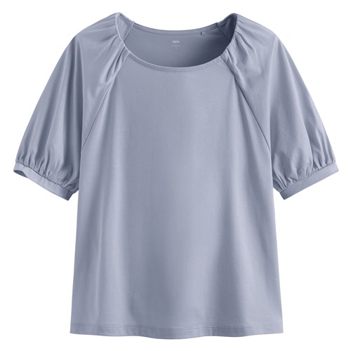 絲光棉泡泡袖上衣-女