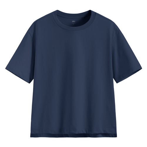 輕涼棉質薄款寬版T恤-女