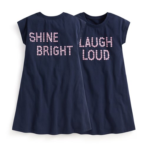 純棉文字印花洋裝-童