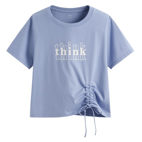 柔滑棉文字印花抽繩上衣-女