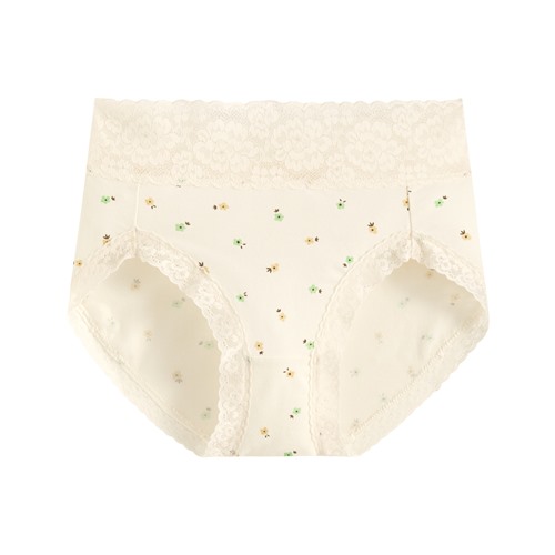 棉質蕾絲小花印花高腰內褲-女