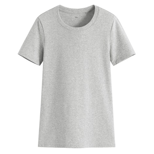 棉質羅紋圓領T恤-女