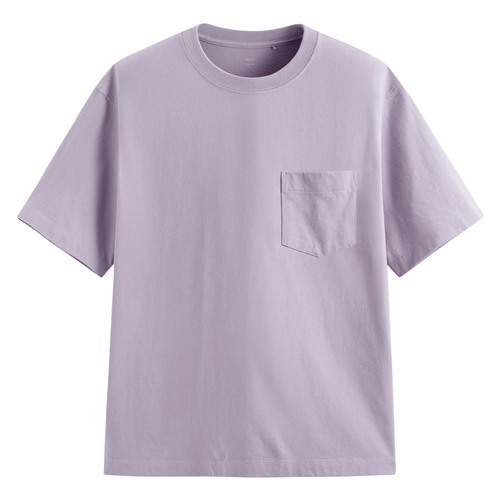 純棉厚寬版口袋五分袖T恤-男