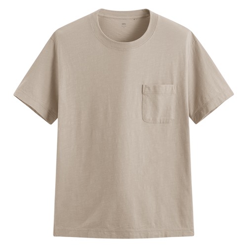 竹節棉口袋圓領T恤-男