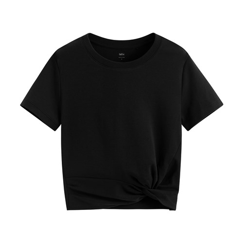 純棉扭結短版T恤-女