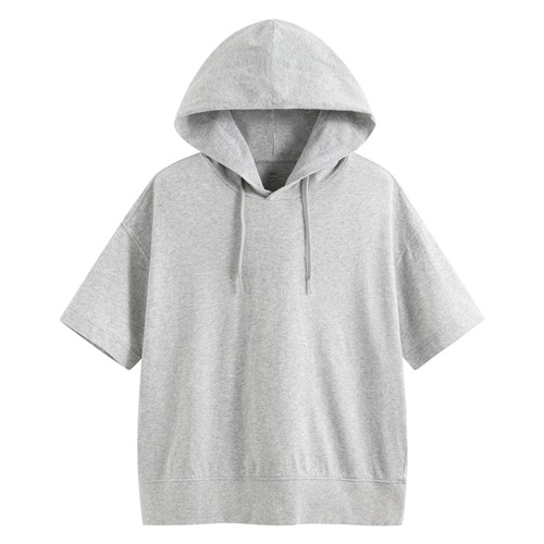 純棉厚寬版連帽上衣-女