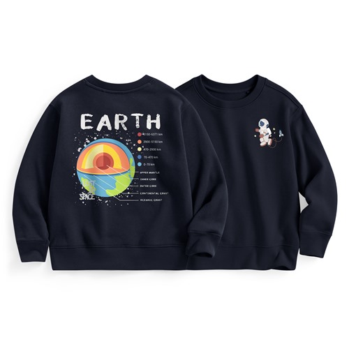 宇宙毛圈印花圓領衫-童