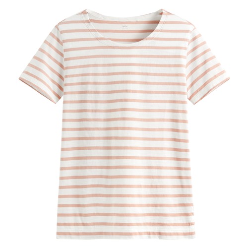 竹節棉條紋短袖T恤-女