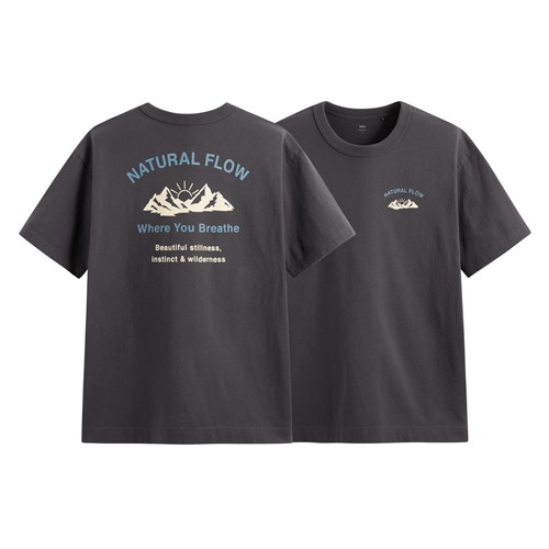 粗紡寬版文字印花T恤-03-男