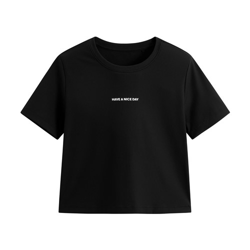 輕涼羅紋文字印花短版上衣-女