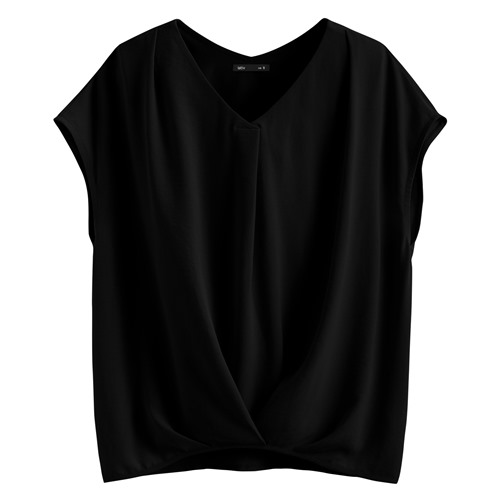 輕柔連袖寬版抓皺上衣-女