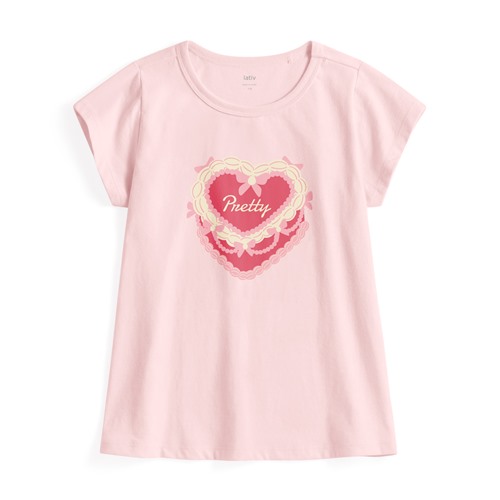 愛心蛋糕長版印花T恤-童