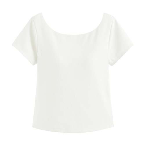 Bra羅紋挖背短版T恤-女