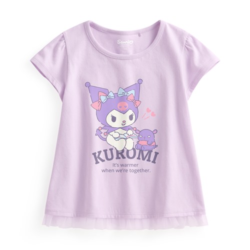 三麗鷗網紗拼接印花T恤-17-童