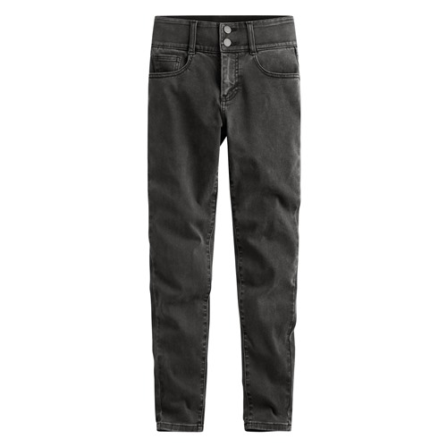 排釦收腹緊身牛仔褲-女