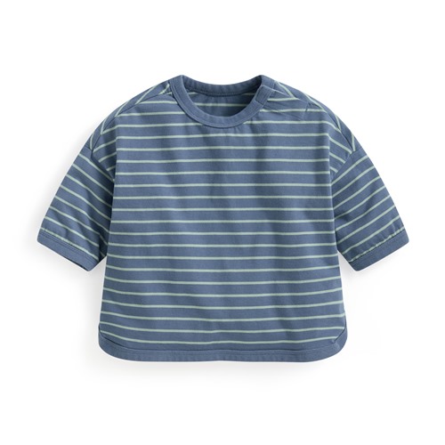純棉條紋寬版七分袖T恤-Baby