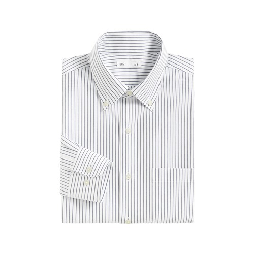 商務彈性條紋長袖襯衫-男