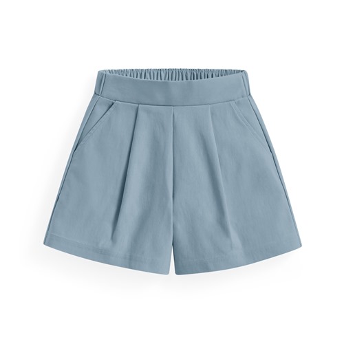 彈力打褶寬襬短褲-童