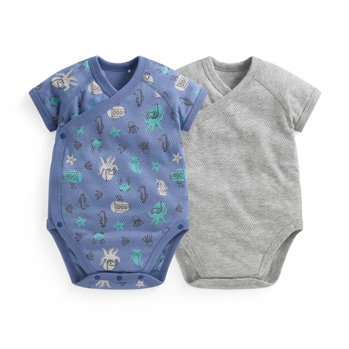 純棉網眼印花包臀衣(2入)-Baby