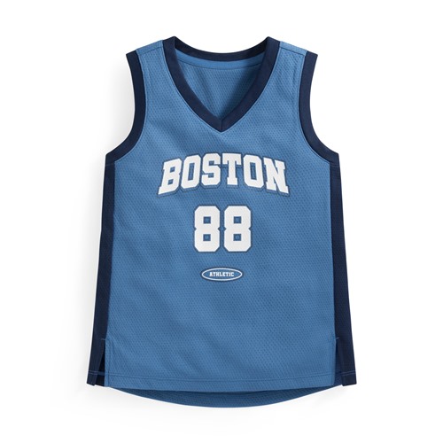 吸排網眼文字印花背心-童