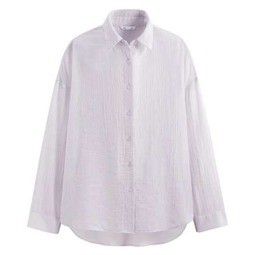 細褶紋理寬版襯衫-女