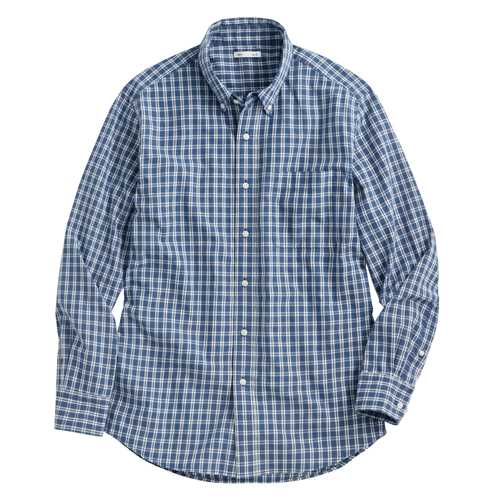 格紋長袖襯衫-男