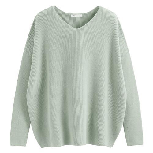 寬版V領針織衫-女