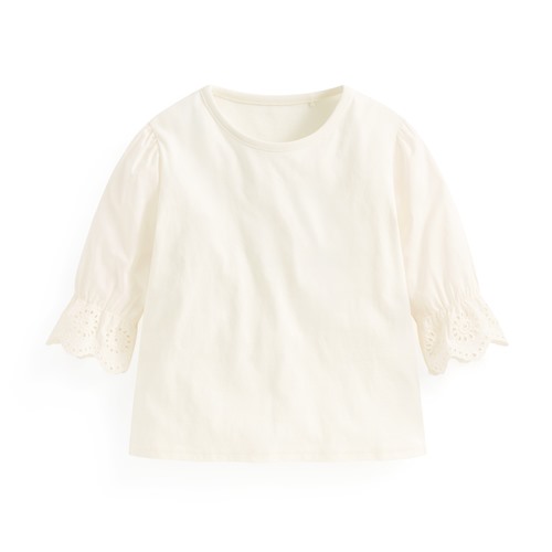 蕾絲造型拼接七分T恤-童