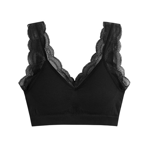 可拆式無縫Bra短版蕾絲背心-女