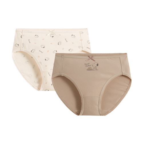 史努比系列棉質中腰內褲(2入)-女