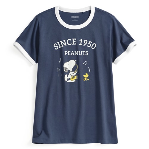 史努比系列羅紋配色印花T恤-15-女