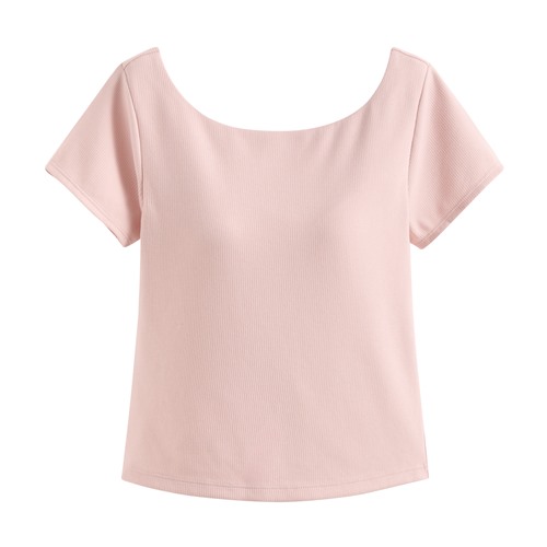 Bra羅紋挖背短版T恤-女