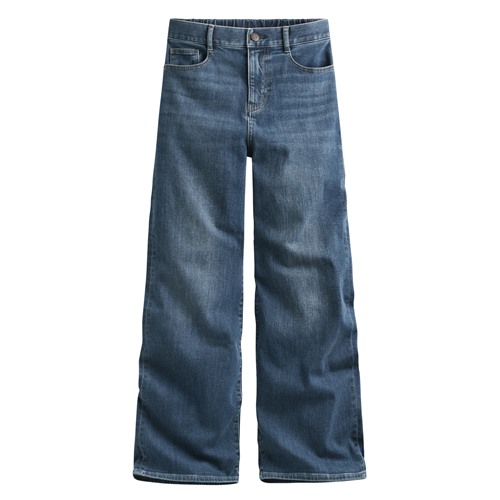 高腰牛仔寬褲-女