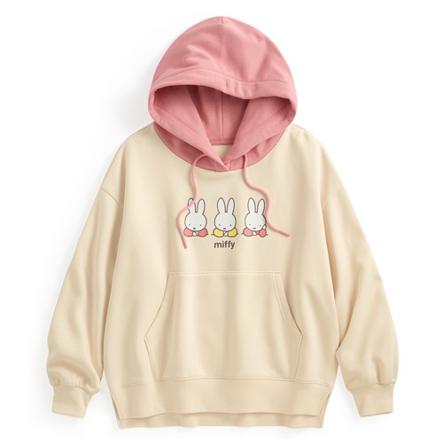 Miffy刷毛寬版印花連帽衫-08-女