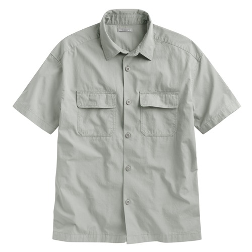 工裝寬版短袖襯衫-男