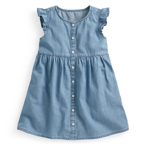牛仔荷葉袖洋裝-童