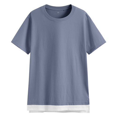 純棉寬版假兩件T恤-女