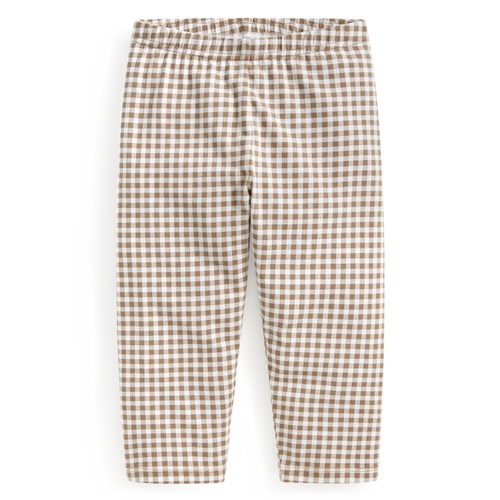 彈力格紋七分內搭褲-童