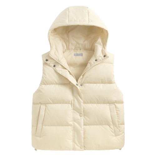 極暖羽絨寬鬆連帽背心-女