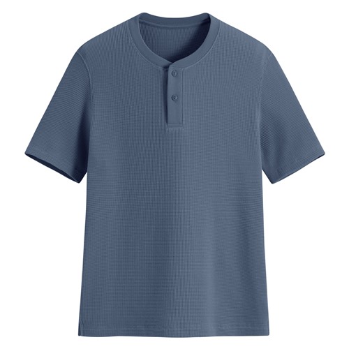 華夫格亨利領寬版T恤-男