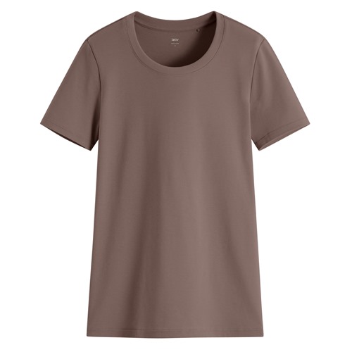 棉質羅紋圓領T恤-女