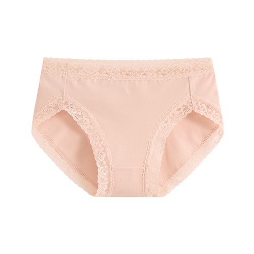 棉質蕾絲中腰內褲-女