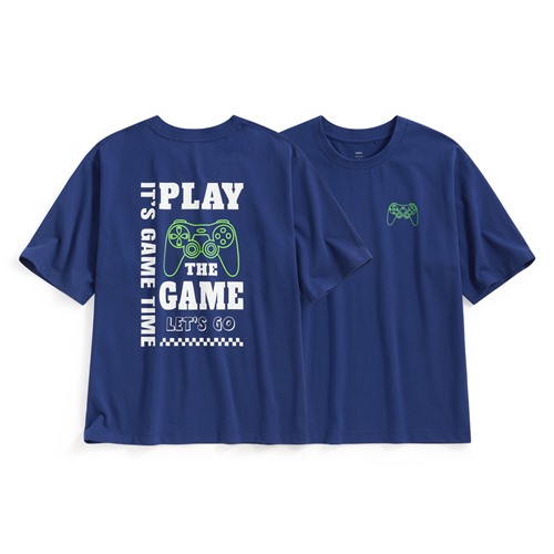 電玩寬版印花T恤-男