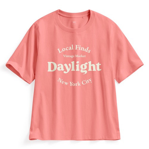 文字寬版印花T恤-09-女