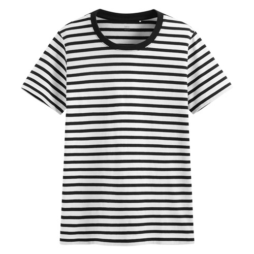 純棉條紋圓領T恤-女