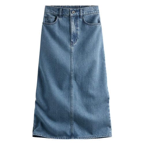 垂墜感牛仔長裙-女