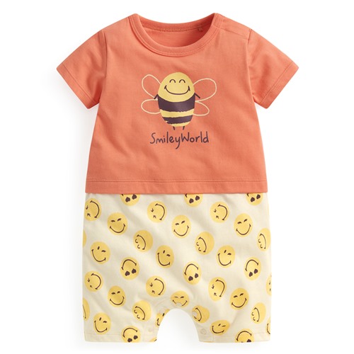 SmileyWorld®純棉假兩件印花連身衣-Baby