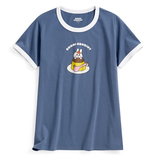 Bunni Konbiny羅紋配色印花T恤-04-女