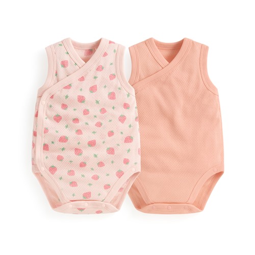 純棉網眼無袖印花包臀衣(2入)-Baby