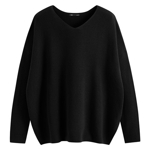 寬版V領針織衫-女